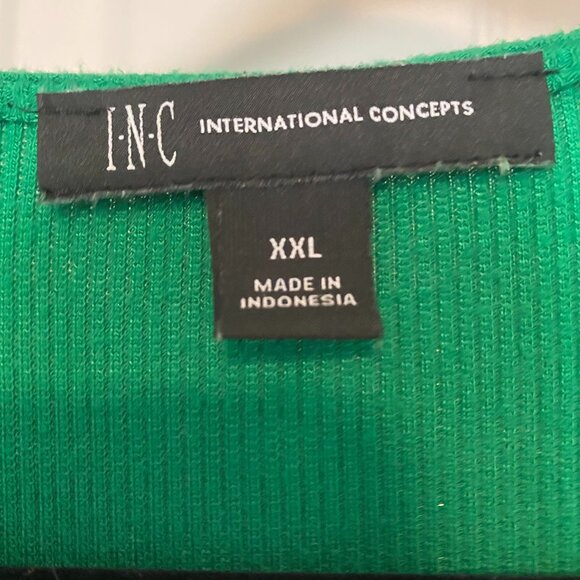 INC Green Knit V-neck Top - Picture 3 of 3